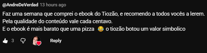 Comentário de @AndreDeVerdad recomendando o ebook O Homem Insubmisso